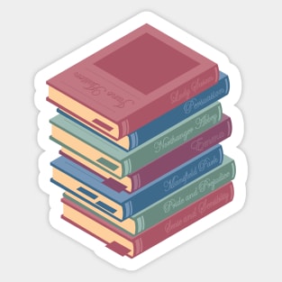 Jane Austen novels pile of books Sticker